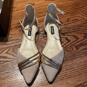Beautiful suede flats with rose gold accents